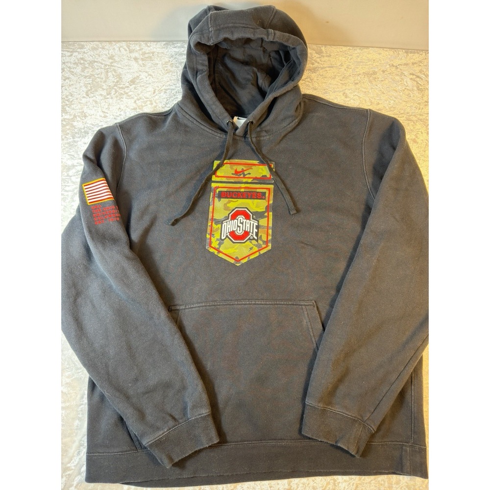 Nike Ohio State Buckeyes Mens XL Hoodie Camo USA Flag Pullover Sweatshirt